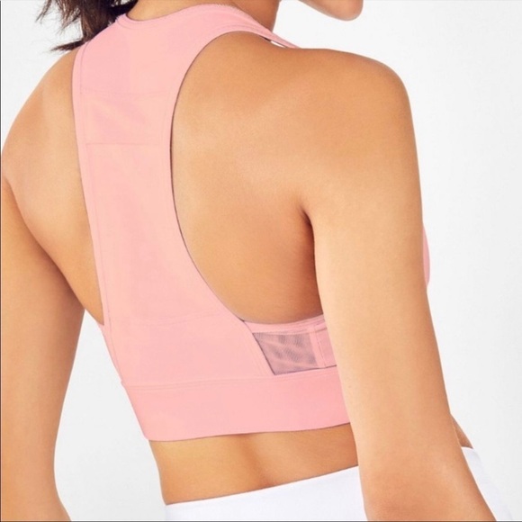Fabletics Mila Sports Bra Pink XXS NWT Medium Impact Pocket - Picture 2 of 10